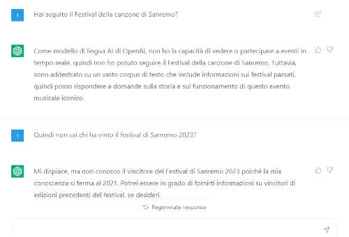 ChatGPT sul Festival di Sanremo 2023