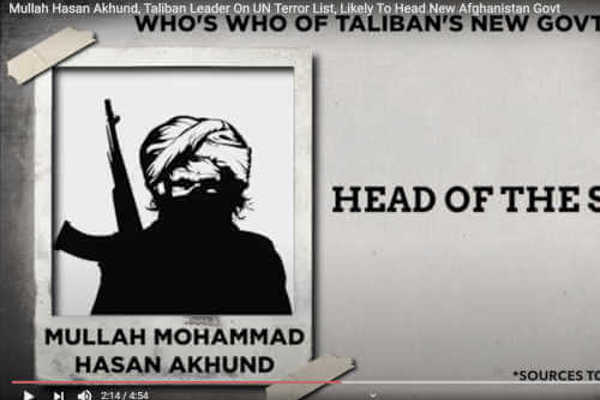 AFGHANISTAN PREMIER HASAN AKHUND RICERCATO PER TERRORISMO