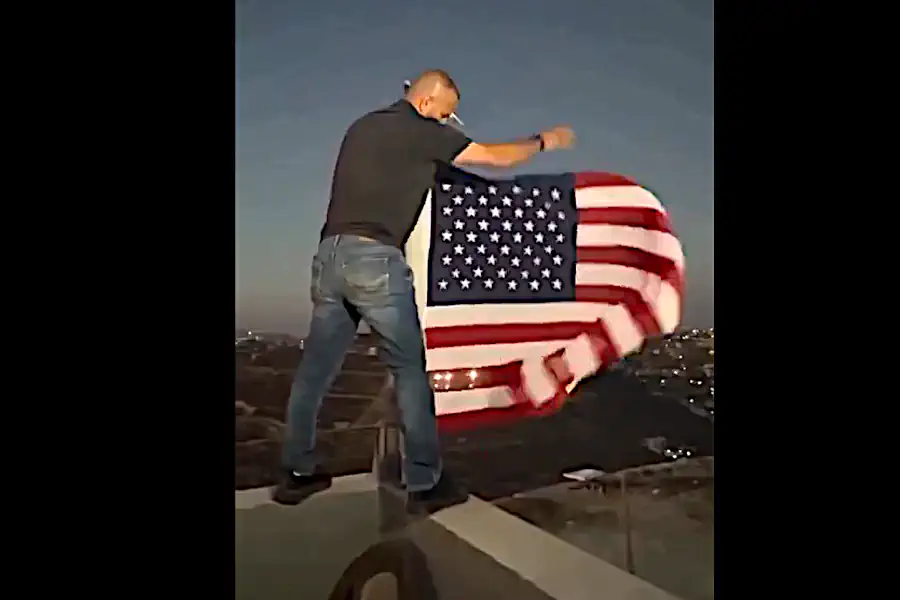 Loui Ridi Palestinian American and US flag