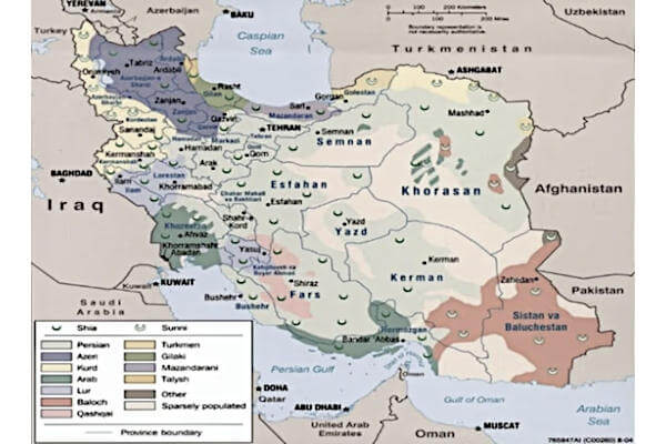 mappa delle etnie in Iran