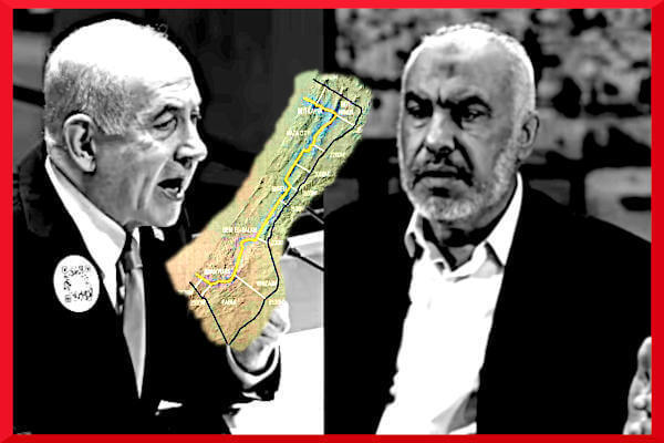 La prospettiva di Gaza divisa in due Strisce tra Israele e Hamas