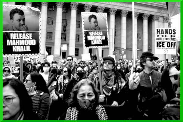Le proteste contro l'arresto illegale di Mahmoud Khalil crescono