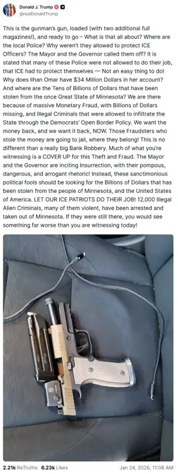 osceno commento di Trump sull'omicidio di Alex Pretti